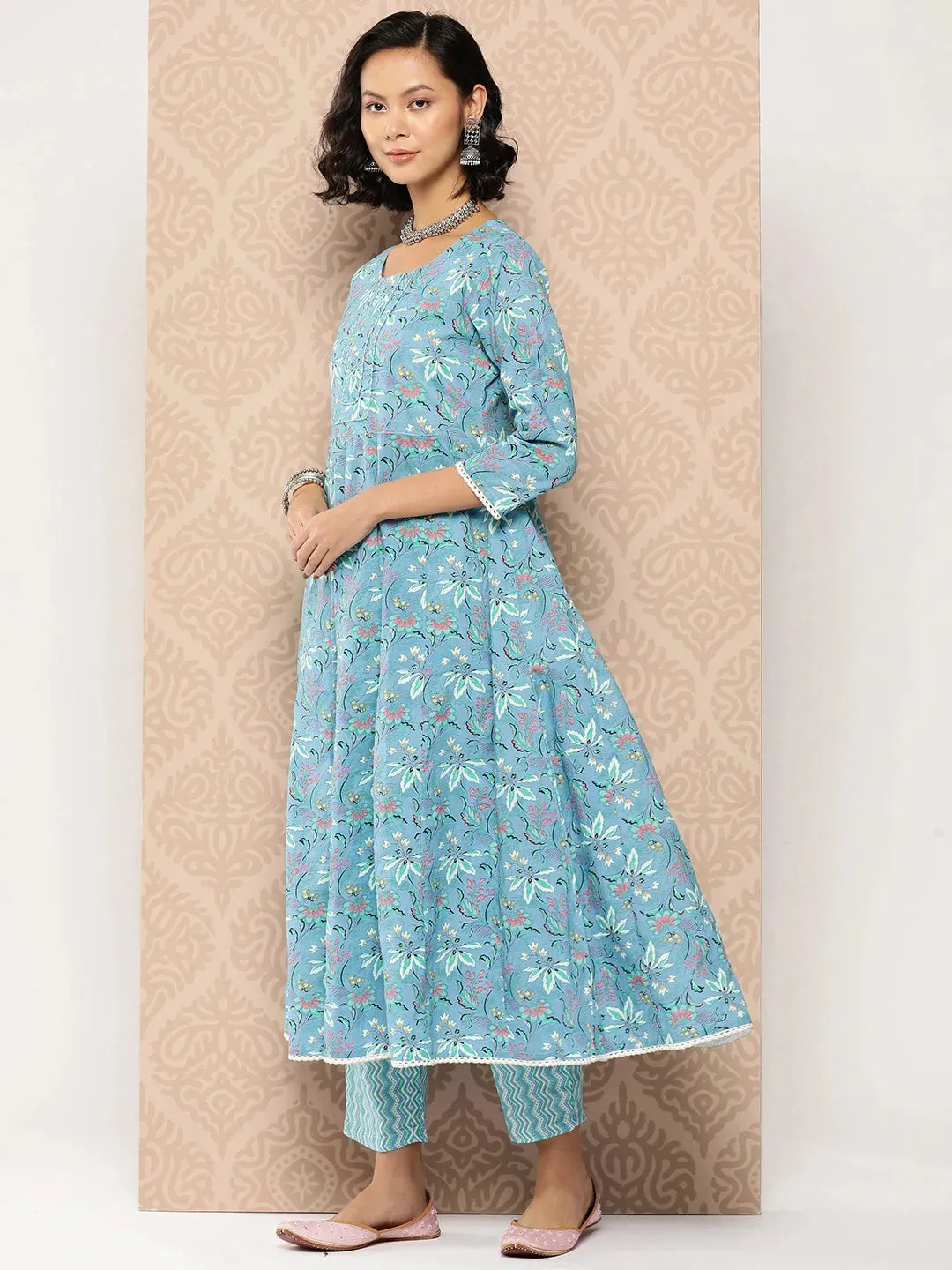 Floral Cotton Kurta Dupatta Set