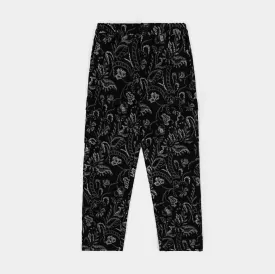 Floral Paisley Woven Cargo Mens Pants (Black)