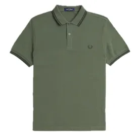 Fred Perry Laurel Green Polo with Dark Green Twin Tipping