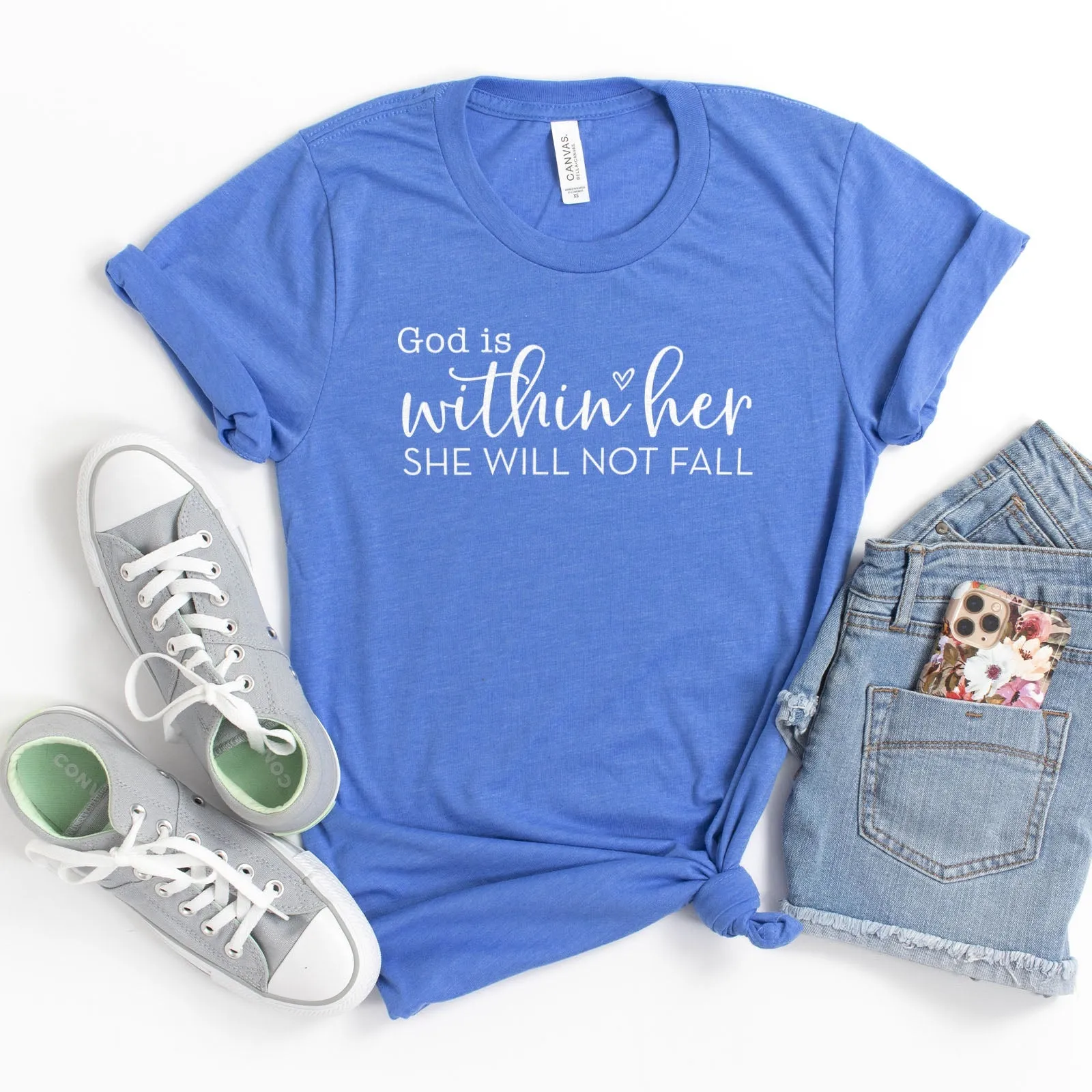 God Is Within Her She Will Not Fall Tee Shirts For Women - Christian Shirts for Women - Religious Tee Shirts