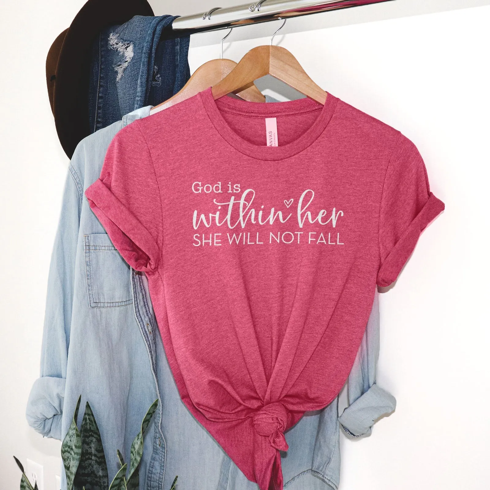 God Is Within Her She Will Not Fall Tee Shirts For Women - Christian Shirts for Women - Religious Tee Shirts