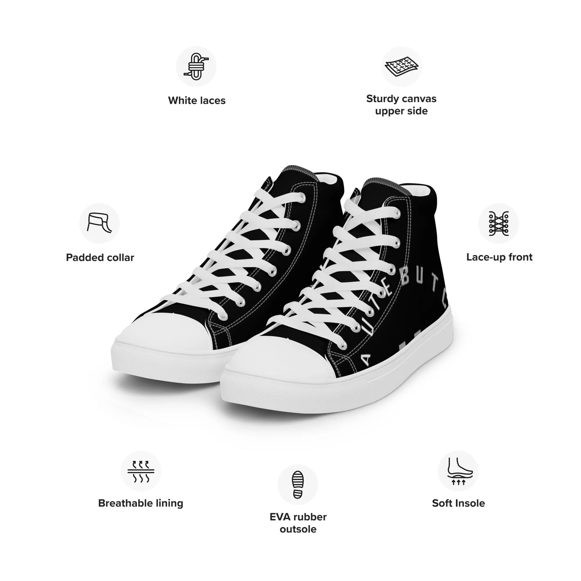 HauteButch Black Canvas High Top Shoes