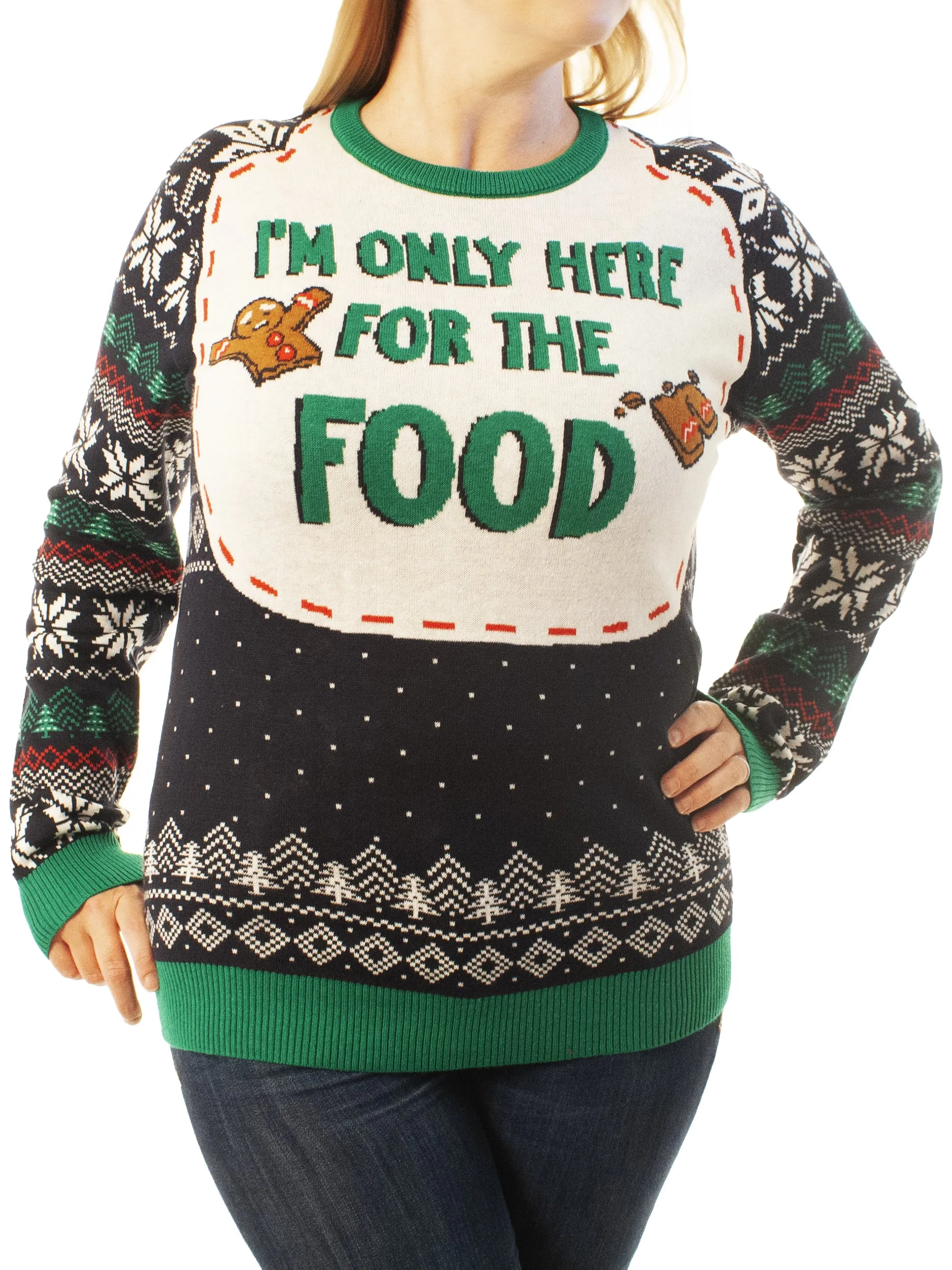 Here For The Food | Ugly Christmas Sweater For Men & Women | Unisex Sizing