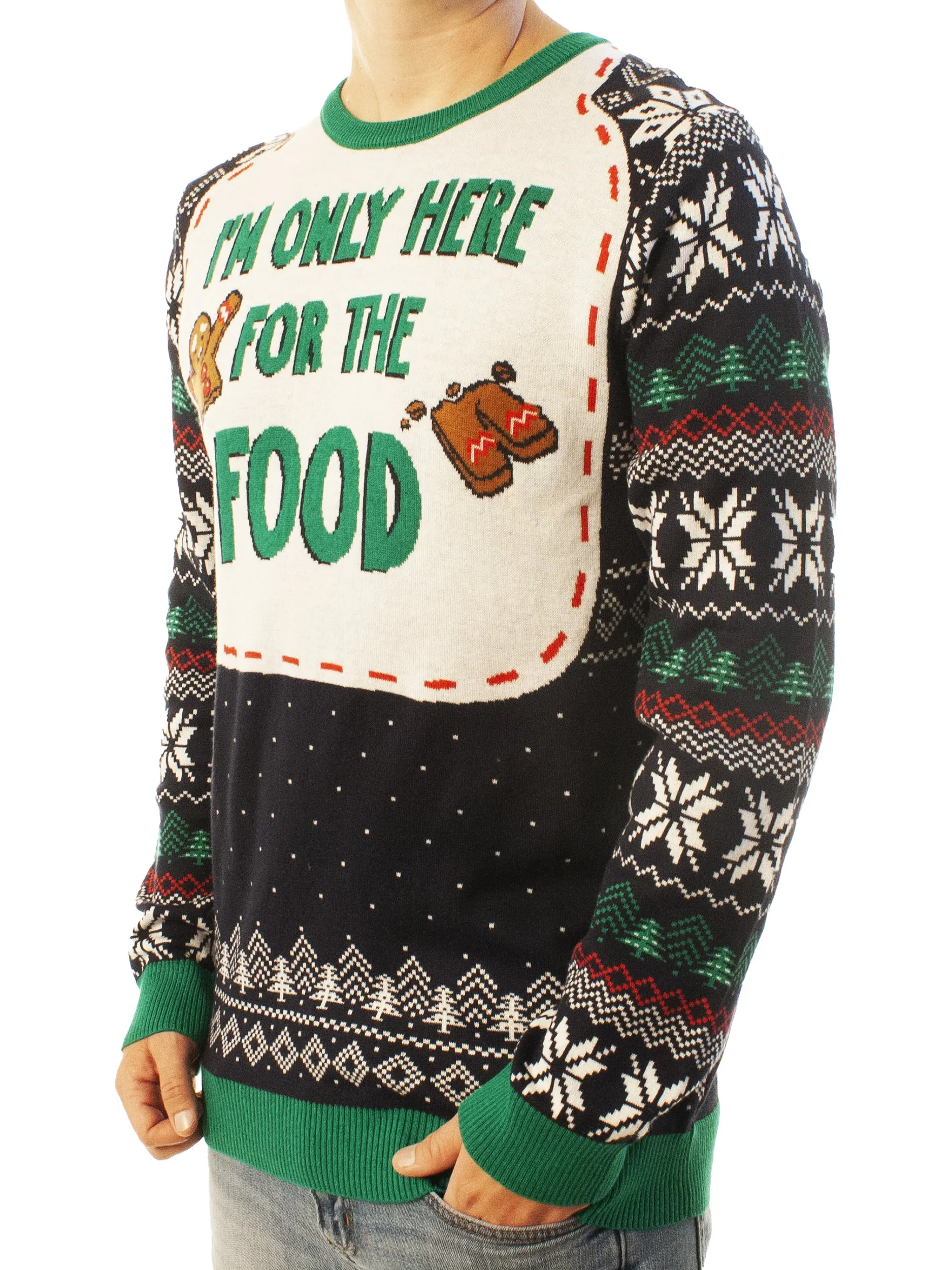 Here For The Food | Ugly Christmas Sweater For Men & Women | Unisex Sizing