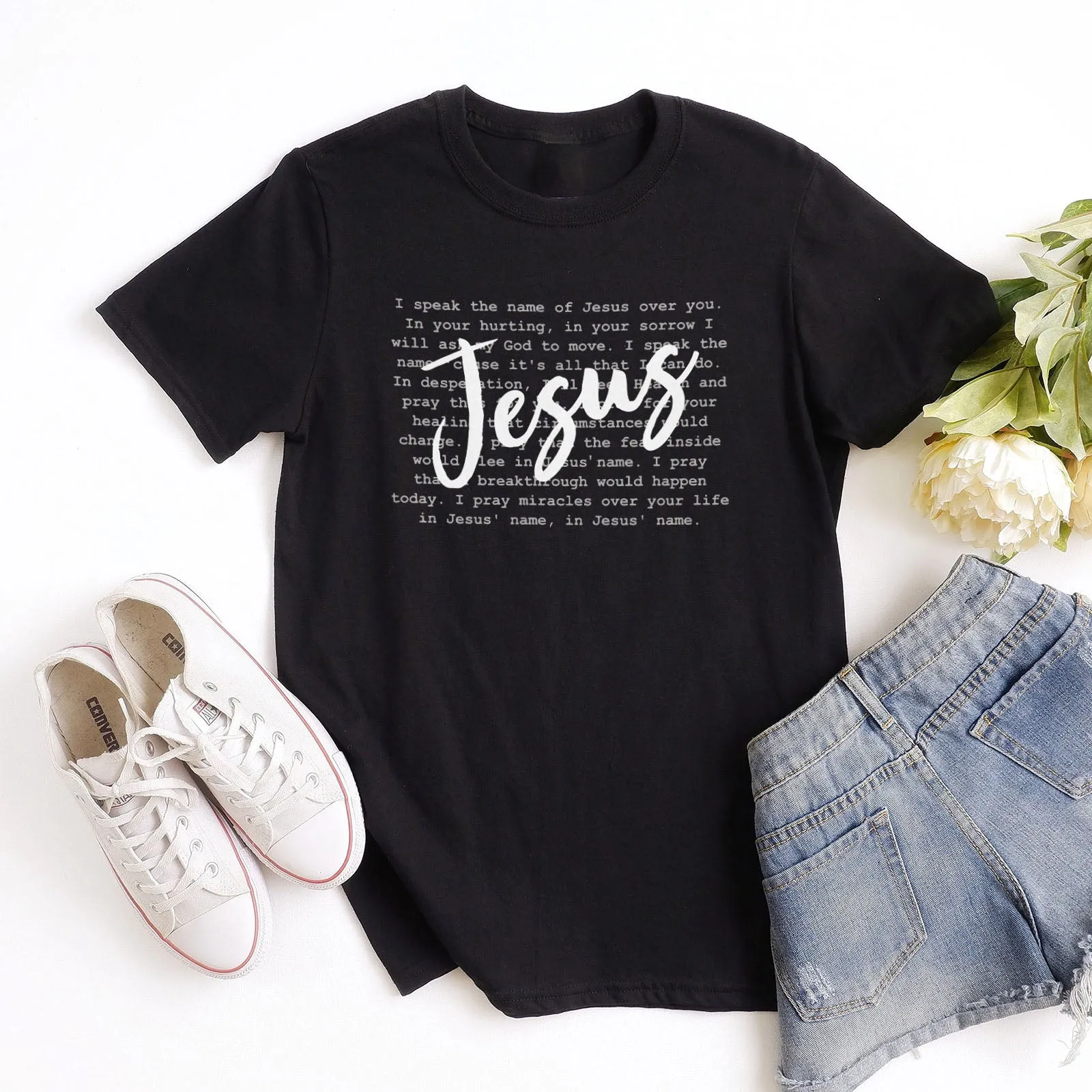 I Speak The Name of Jesus Tee Shirts For Women - Christian Shirts for Women - Religious Tee Shirts