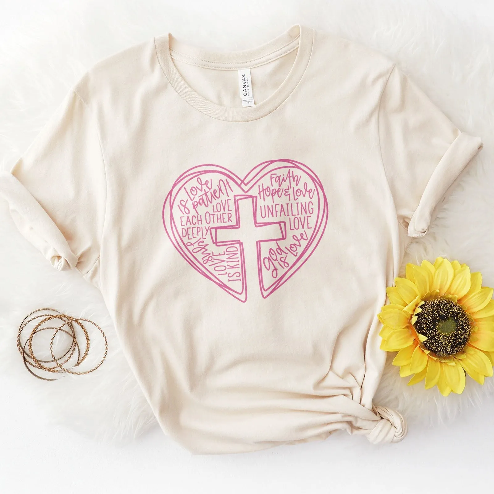 Jesus is Love Heart Tee Shirts For Women - Christian Shirts for Women - Religious Tee Shirts