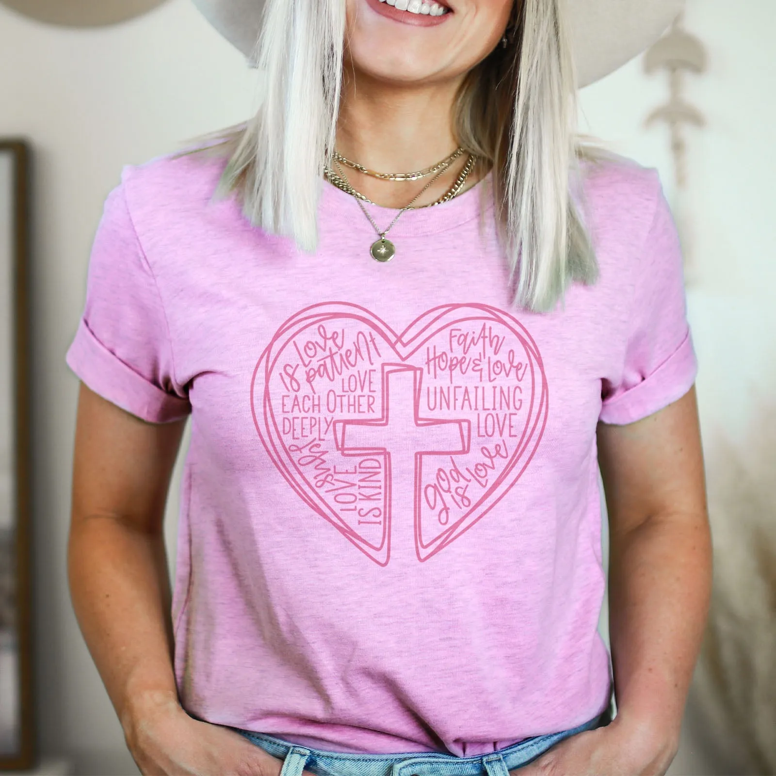 Jesus is Love Heart Tee Shirts For Women - Christian Shirts for Women - Religious Tee Shirts