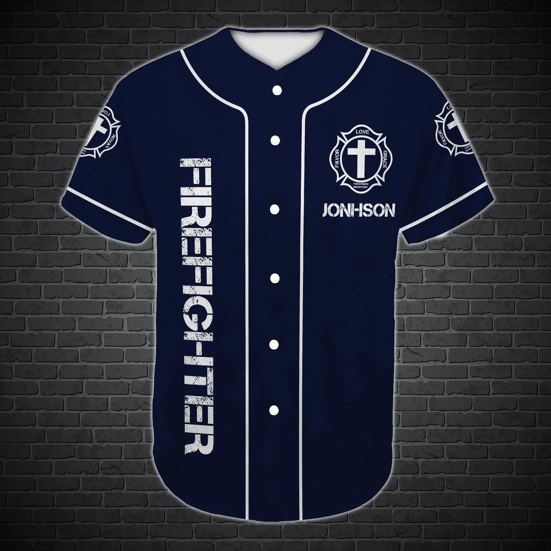 Jesus Original Firefighter Cross Custom Baseball Jersey - Personalized Jesus Baseball Jersey For Men and Women