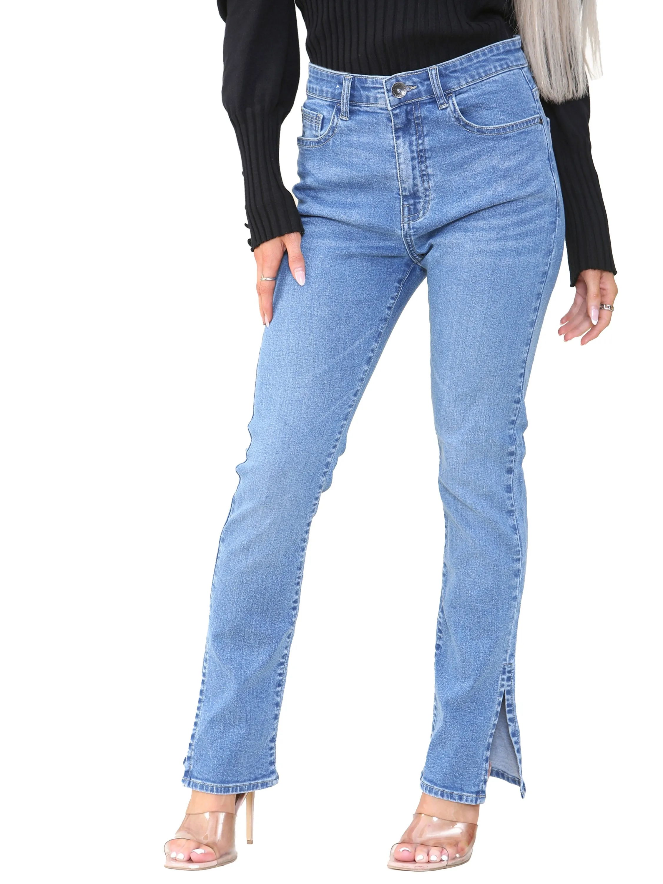 Kruze | Womens Straight Slit Jeans