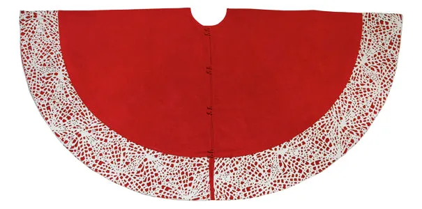 Laser Cut Border  Christmas Tree Skirt- Red- 60"