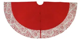 Laser Cut Border  Christmas Tree Skirt- Red- 60"