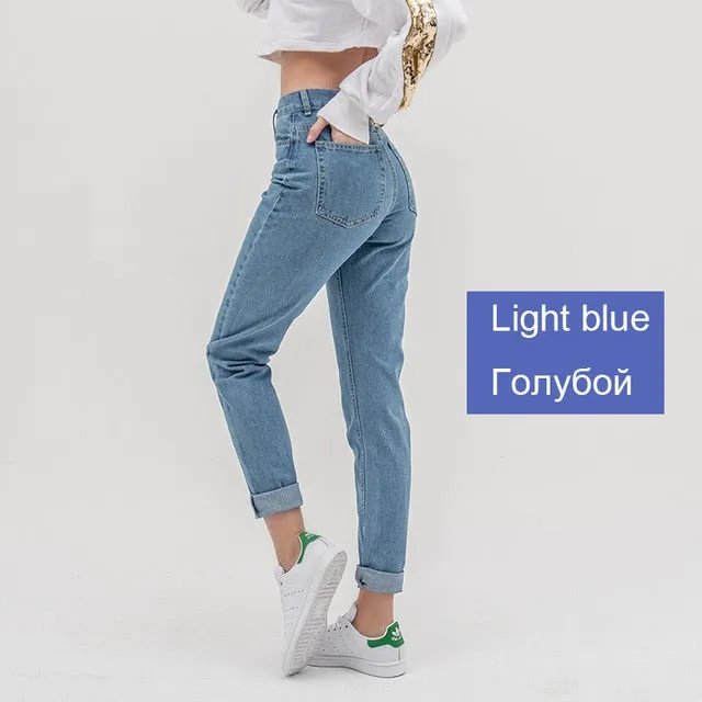 luckinyoyo jean woman mom jeans pants boyfriend jeans for women with high waist push up large size ladies jeans denim 5xl 2020