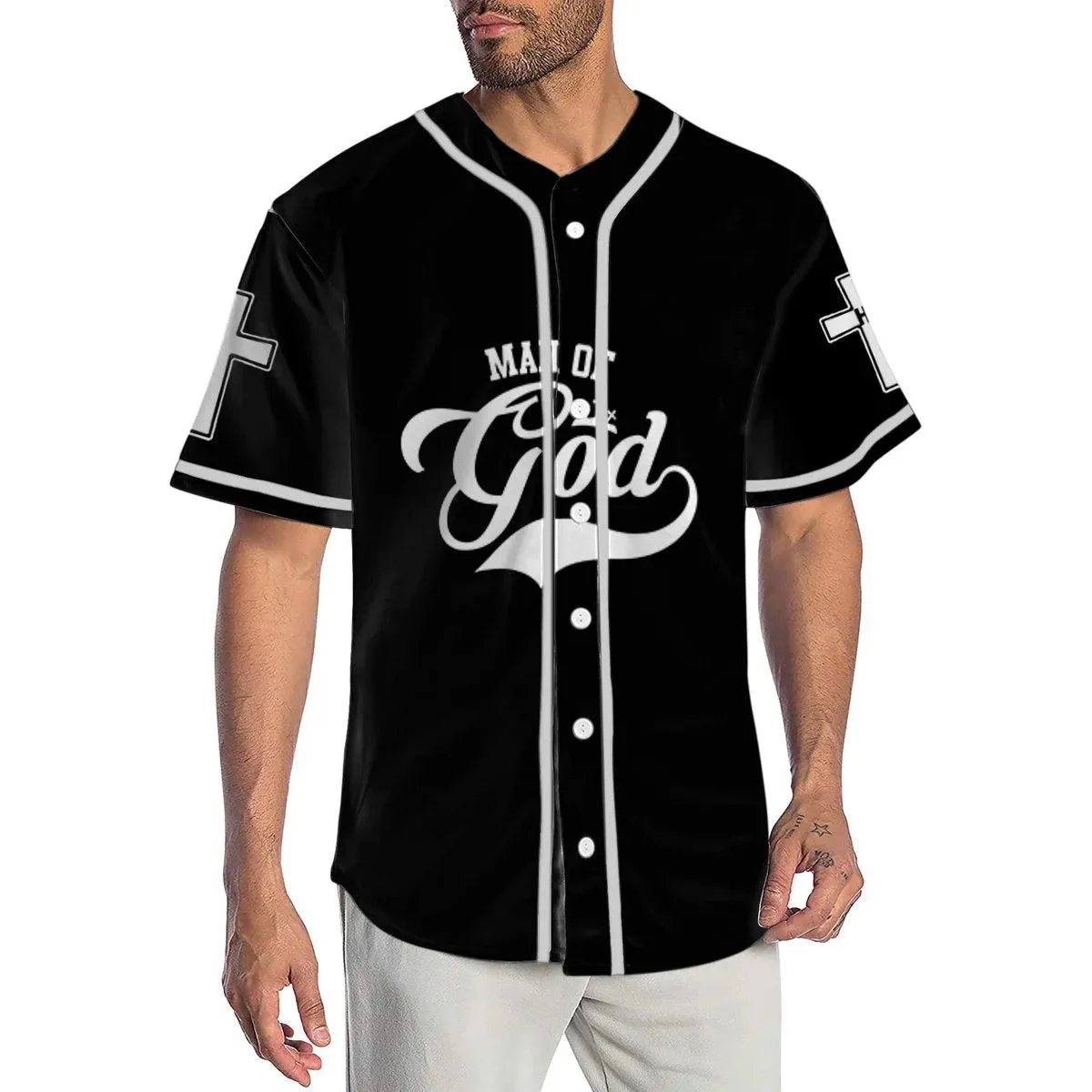 Man Of God Cross Custom Baseball Jersey - Personalized Jesus Baseball Jersey For Men and Women