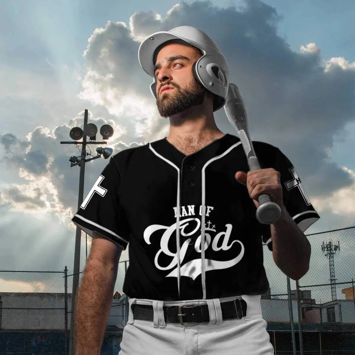 Man Of God Cross Custom Baseball Jersey - Personalized Jesus Baseball Jersey For Men and Women