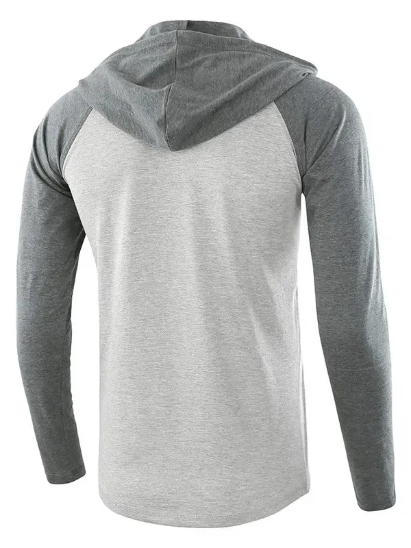 Men's Casual Patchwork Hooded Tops / Male Long Sleeves Sportswear - SF1599