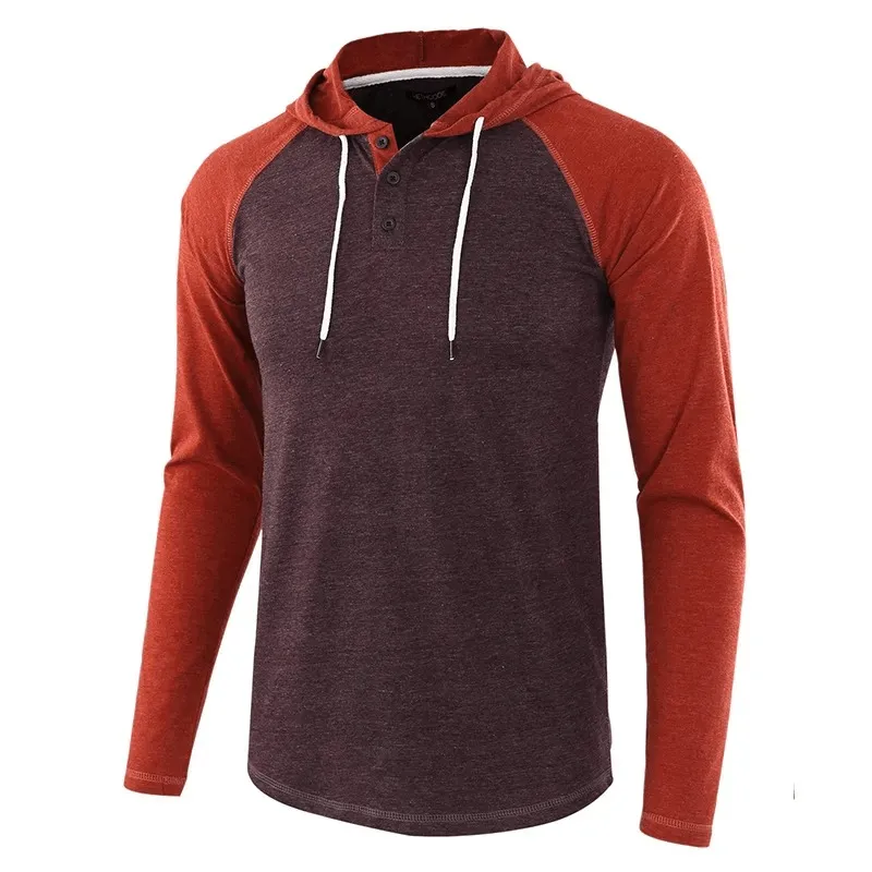 Men's Casual Patchwork Hooded Tops / Male Long Sleeves Sportswear - SF1599