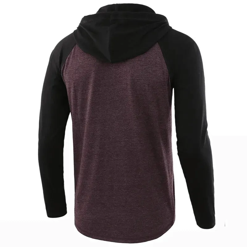 Men's Casual Patchwork Hooded Tops / Male Long Sleeves Sportswear - SF1599