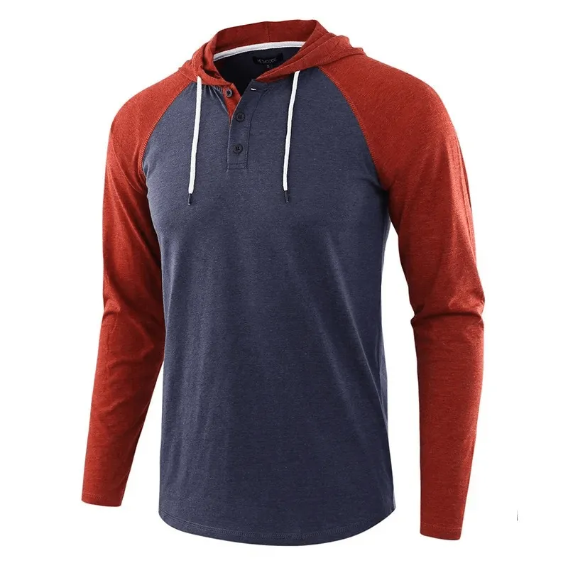 Men's Casual Patchwork Hooded Tops / Male Long Sleeves Sportswear - SF1599