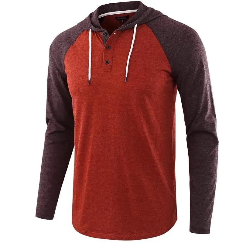 Men's Casual Patchwork Hooded Tops / Male Long Sleeves Sportswear - SF1599