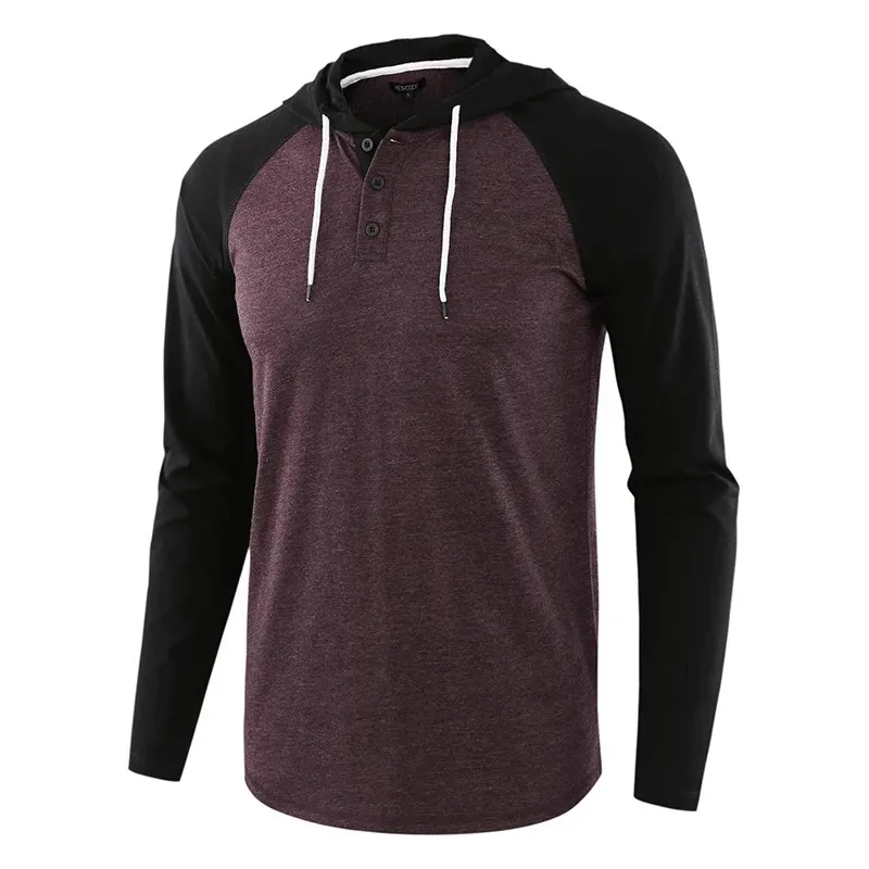 Men's Casual Patchwork Hooded Tops / Male Long Sleeves Sportswear - SF1599