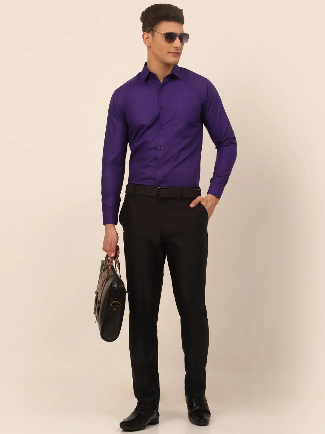 Men'S Purple Formal Solid Shirts