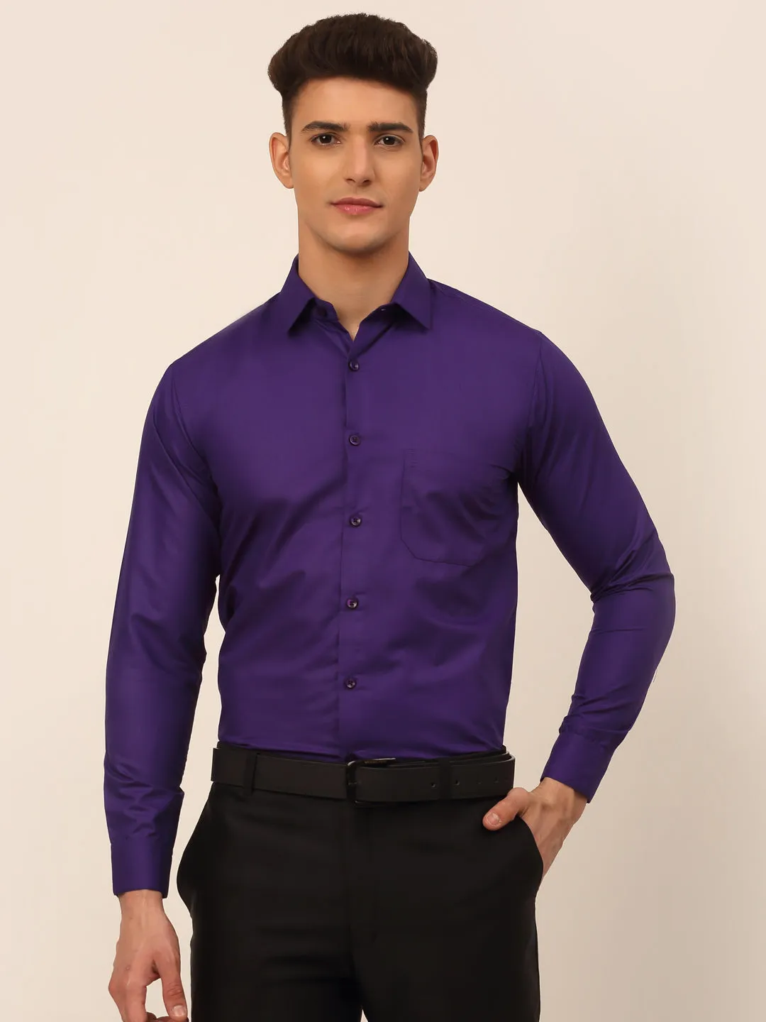 Men'S Purple Formal Solid Shirts