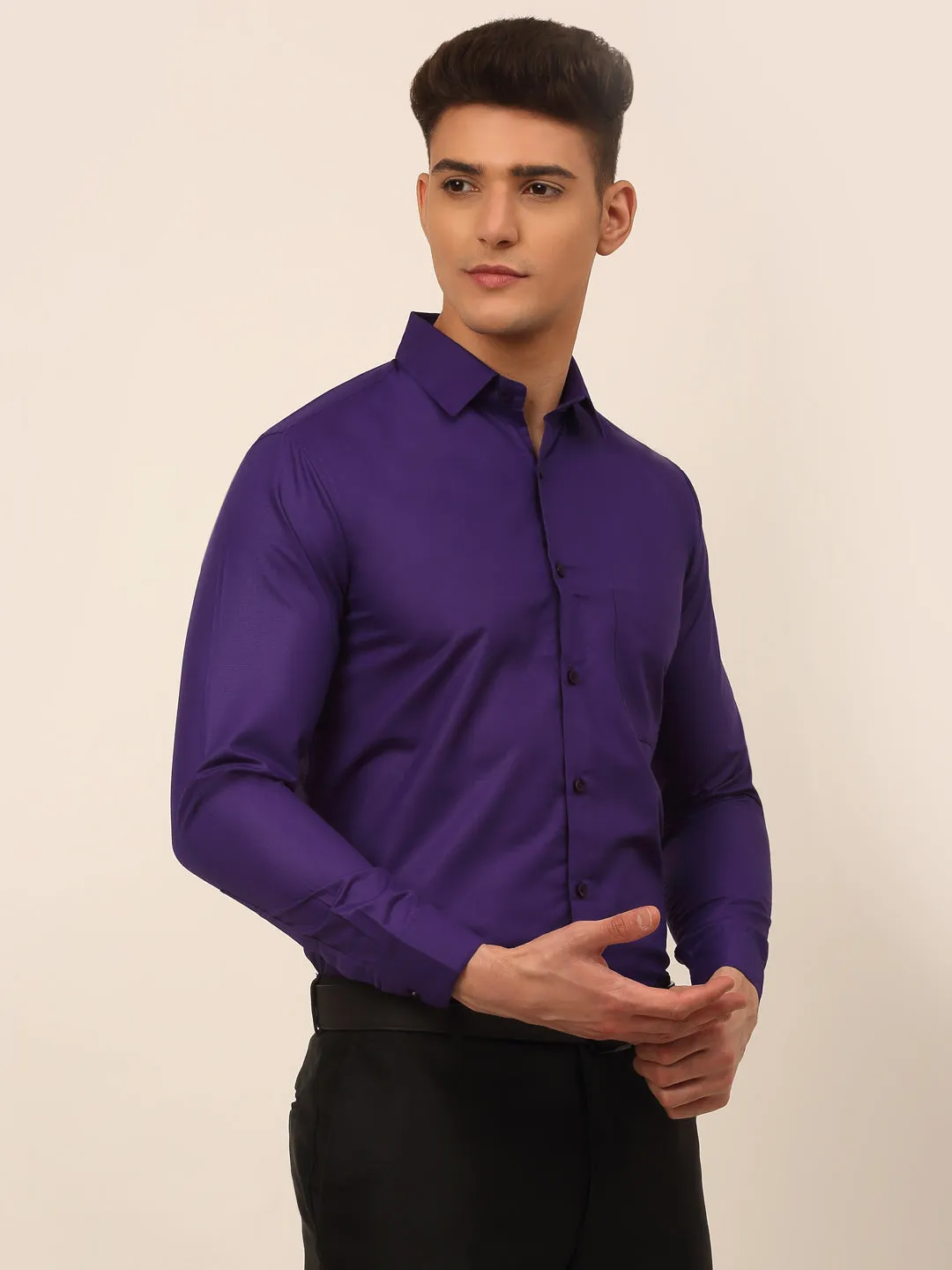 Men'S Purple Formal Solid Shirts