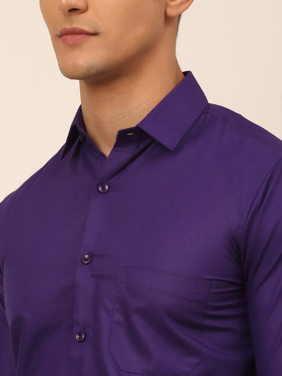 Men'S Purple Formal Solid Shirts