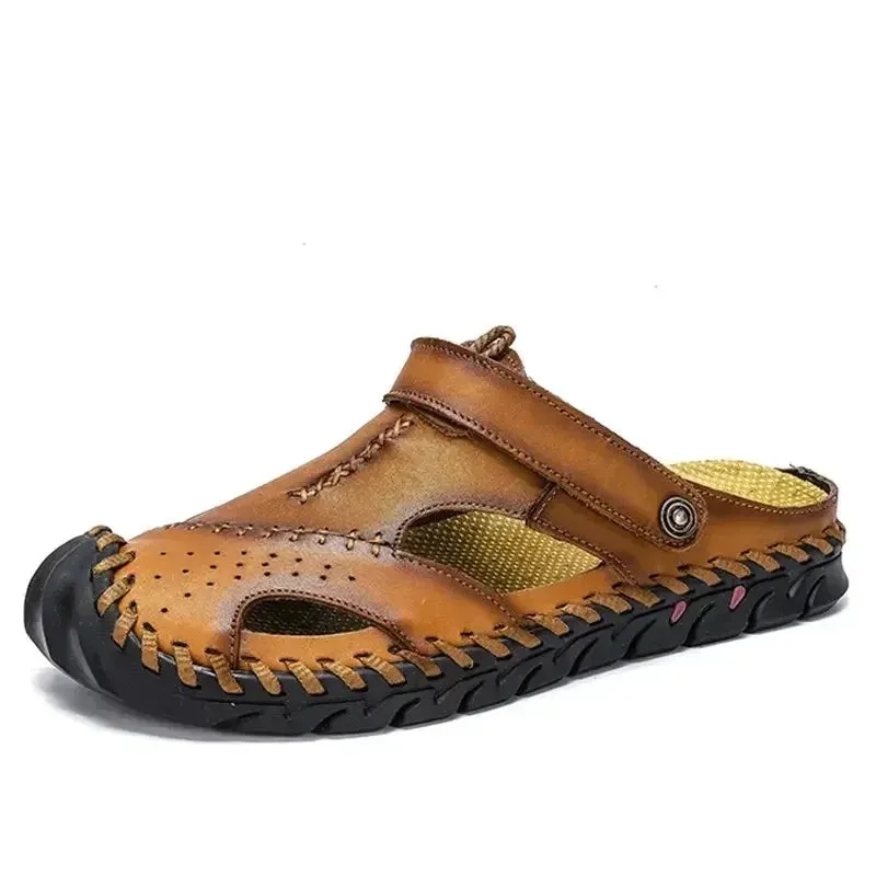 Men's Shoes Men Soft Sandals Summer High Quality Leather Casual Beach Shoes Outdoor Fashion Sandals Plus Size 38~48