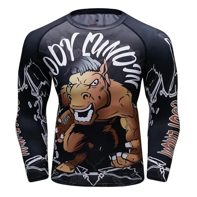 MMA Samurai Printed Workout Quick Dry Long Sleeve