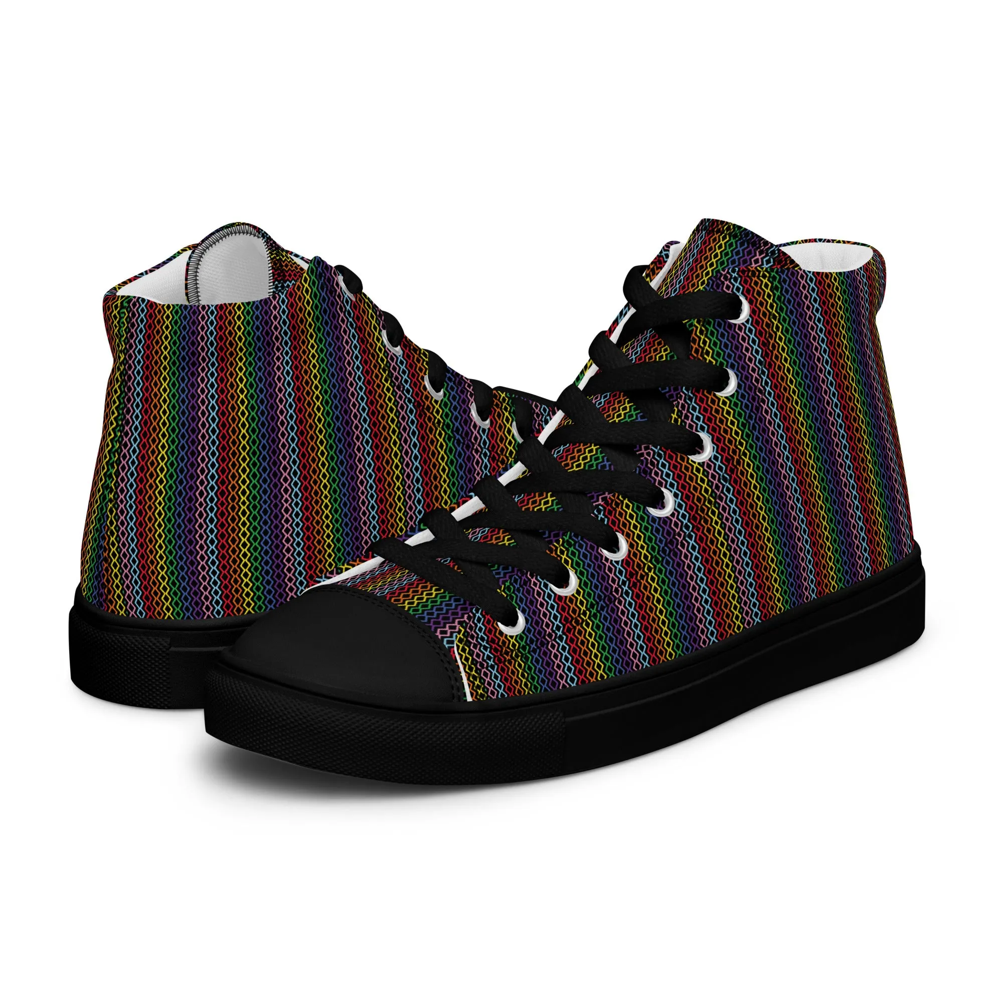 Modern Rainbow Men’s High Top Canvas Shoes