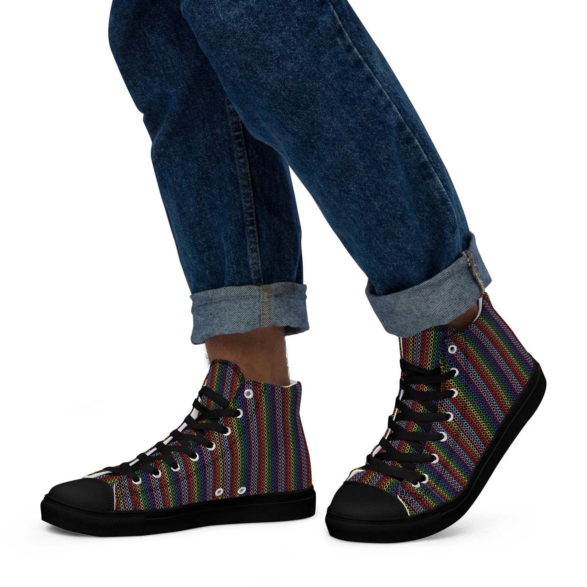 Modern Rainbow Men’s High Top Canvas Shoes