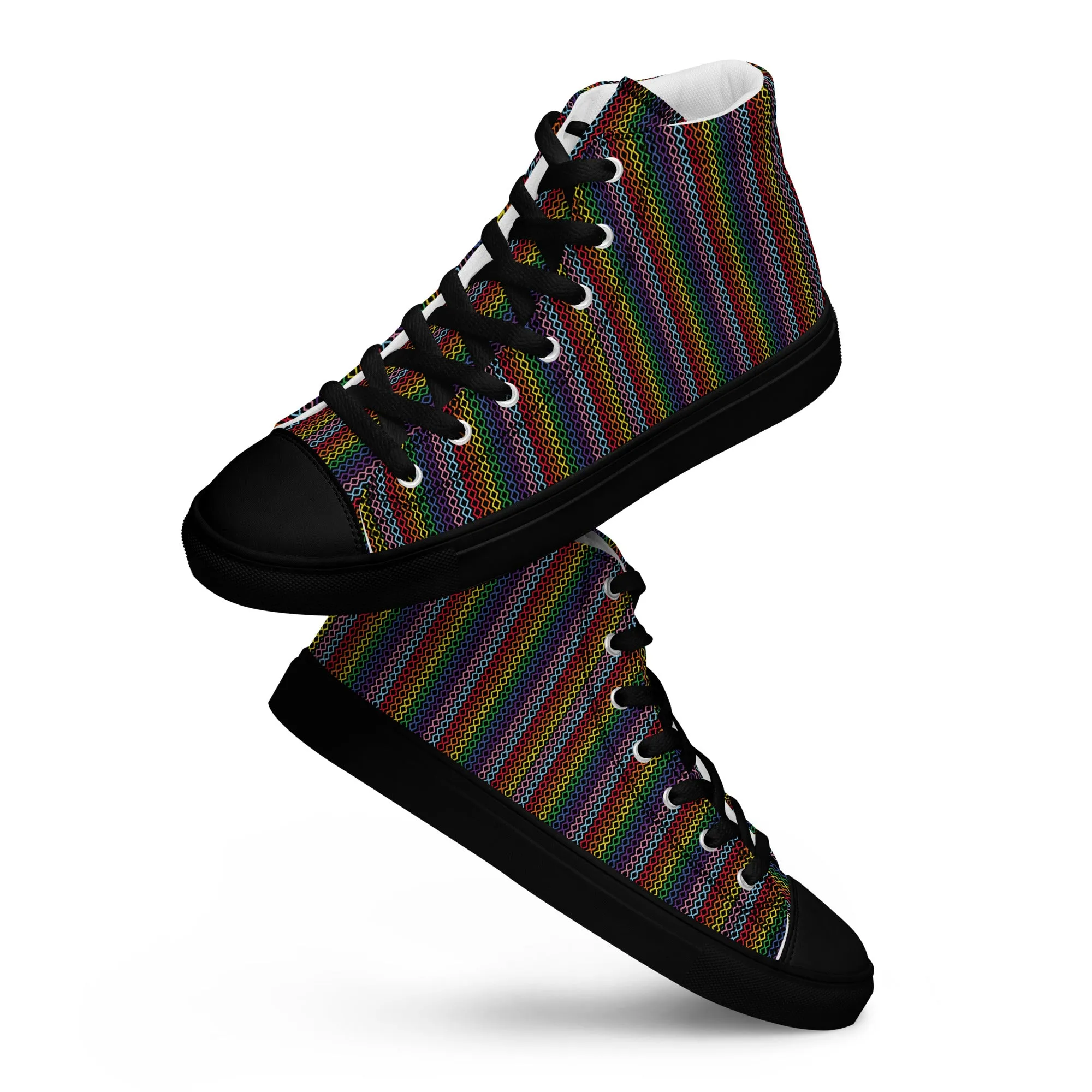 Modern Rainbow Men’s High Top Canvas Shoes