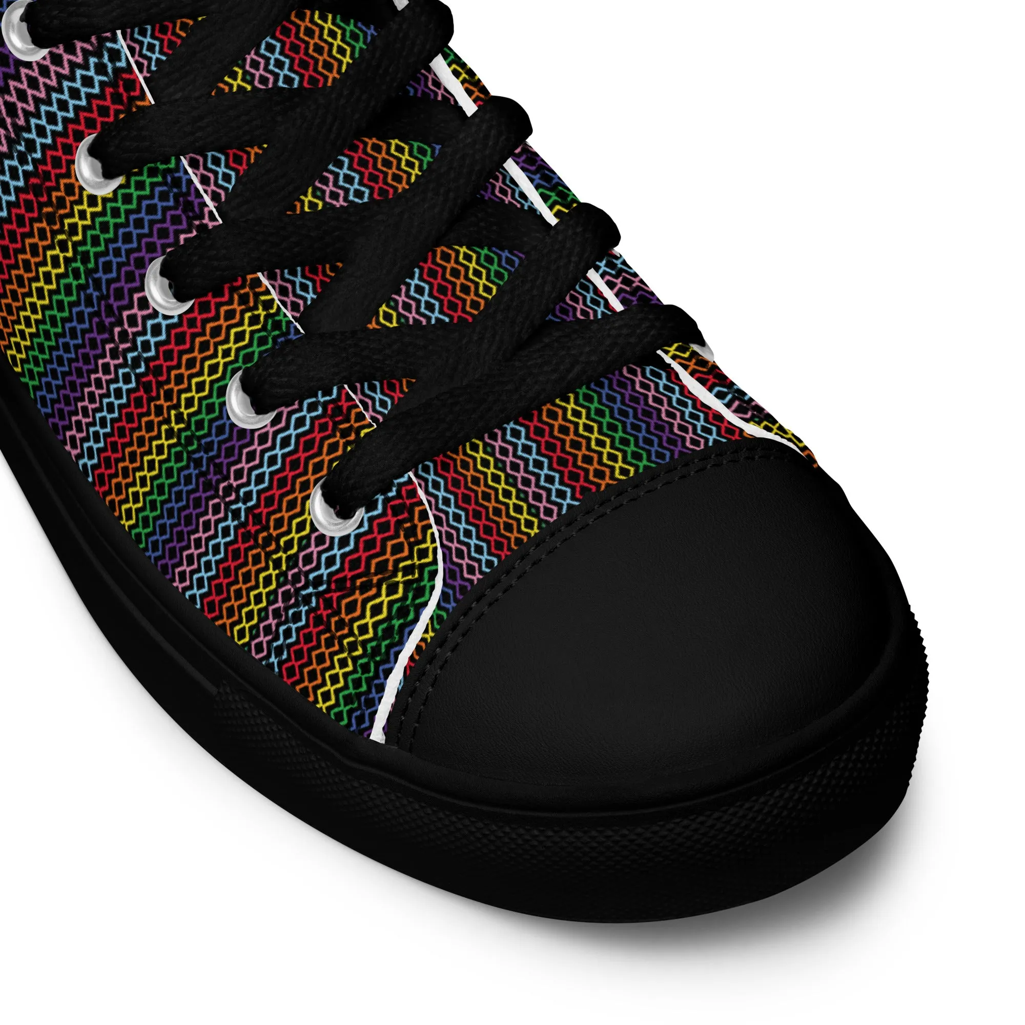 Modern Rainbow Men’s High Top Canvas Shoes