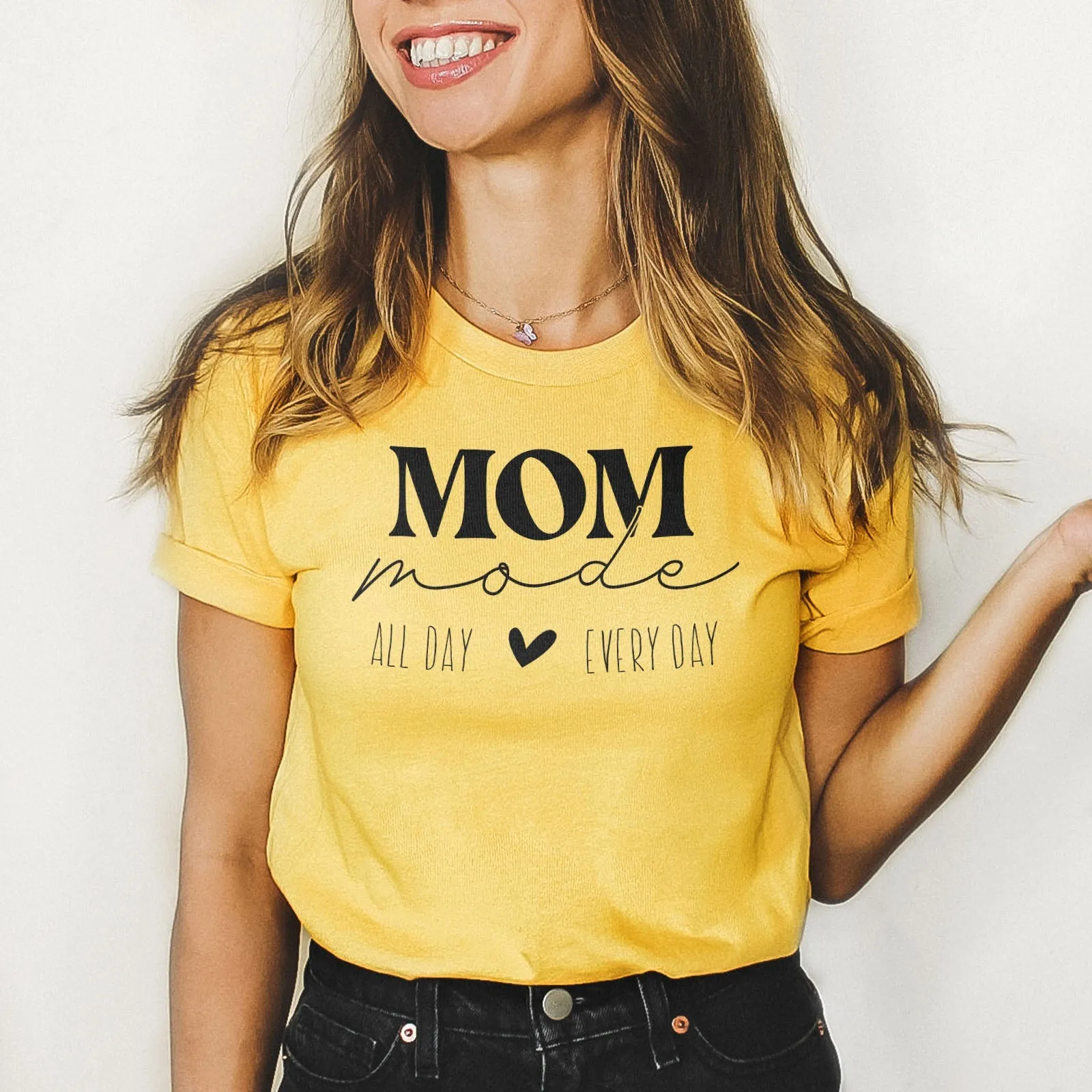 Mom Mode All Day Every Day Tee Shirts For Women - Christian Shirts for Women - Religious Tee Shirts