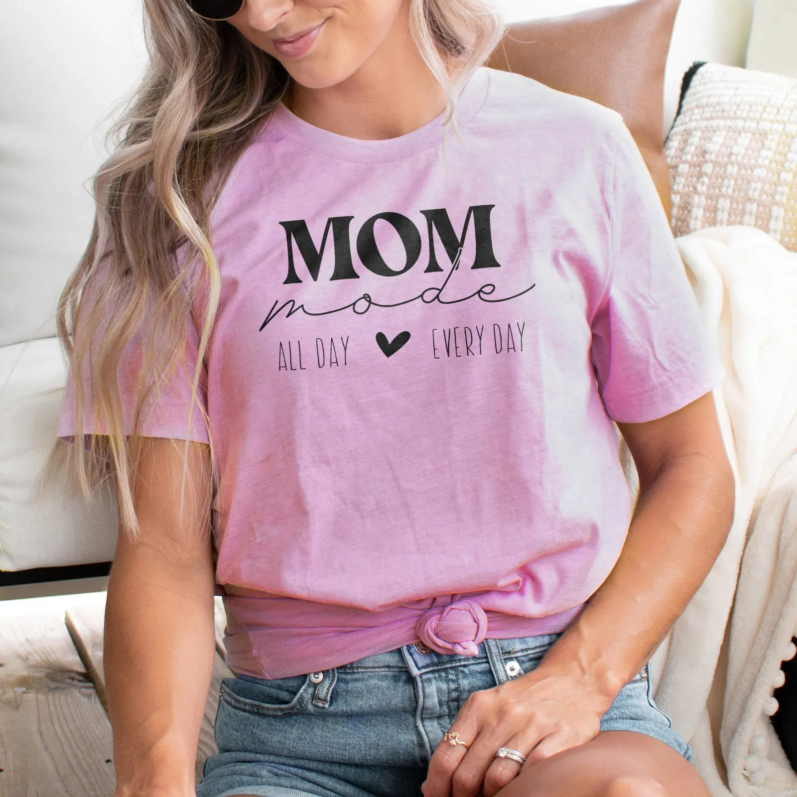 Mom Mode All Day Every Day Tee Shirts For Women - Christian Shirts for Women - Religious Tee Shirts