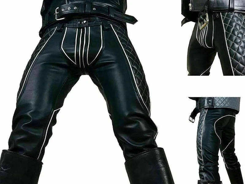 New Style Side Padded Leather Pants