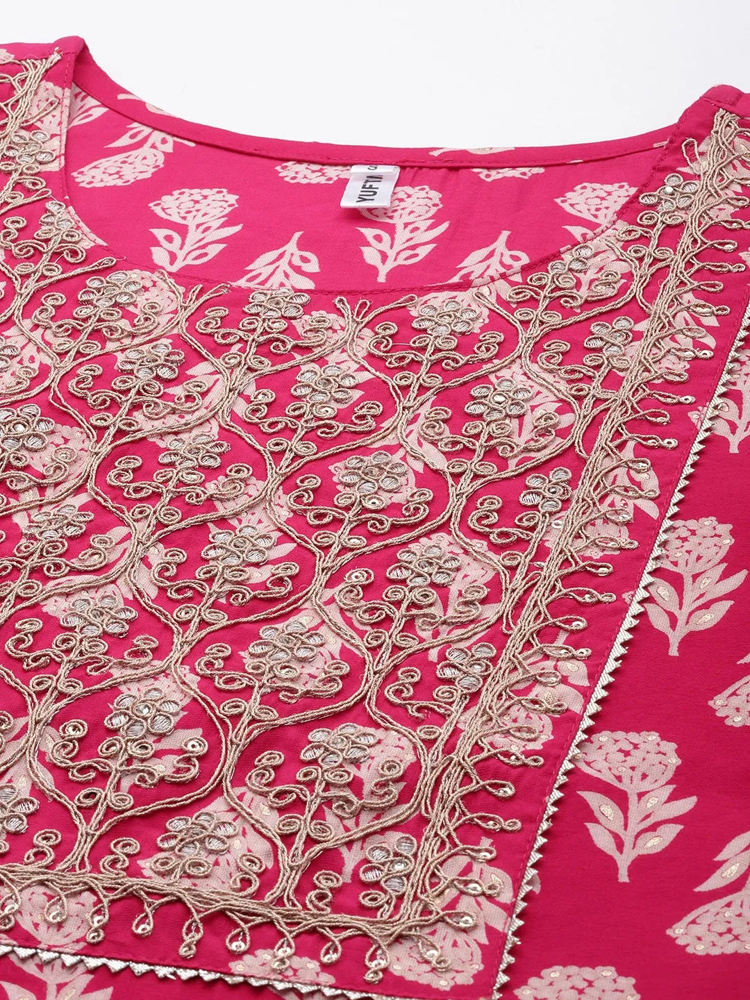 Pink Thread Work Dupatta Set