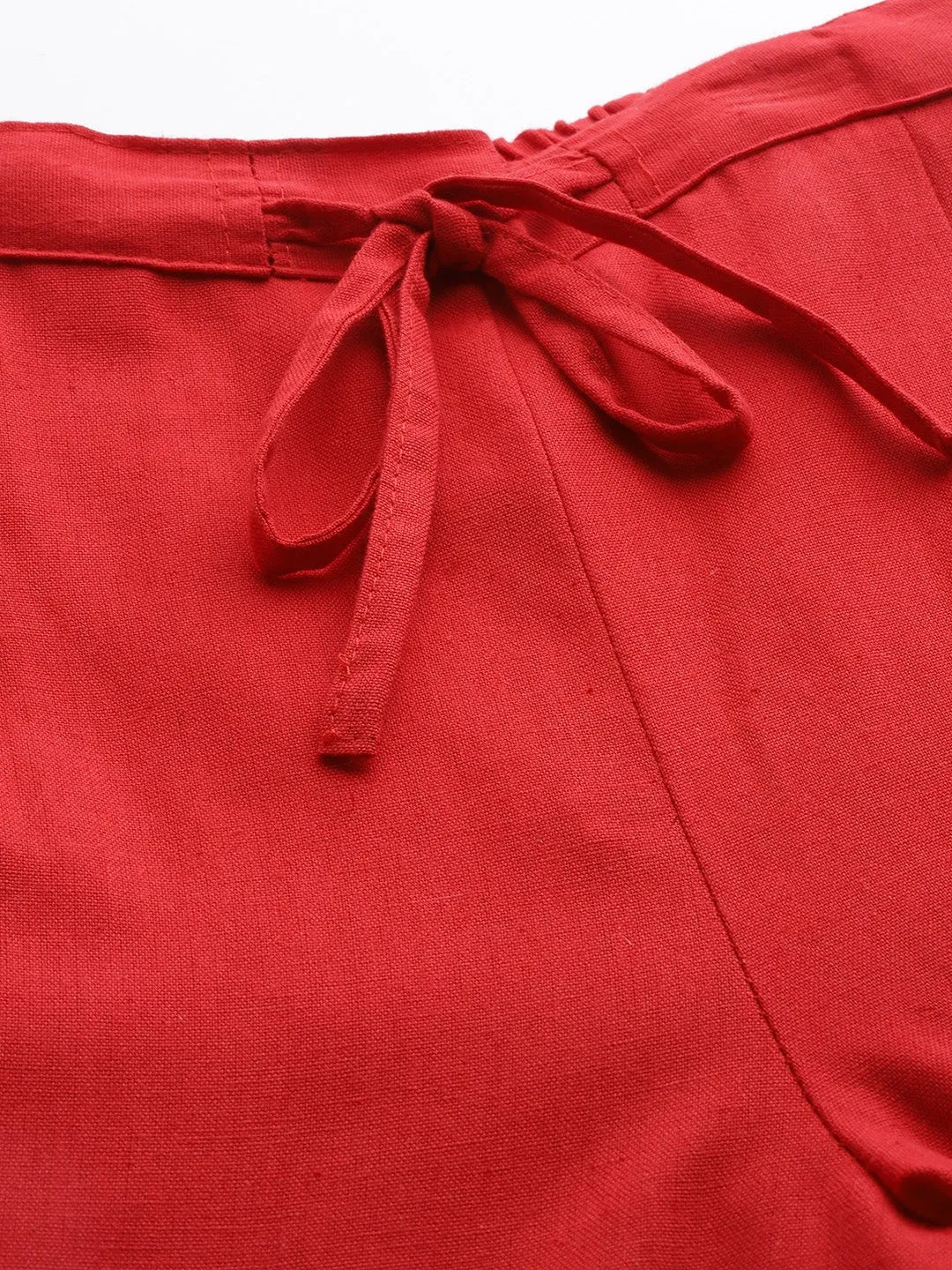 Red Cotton Fit Trousers