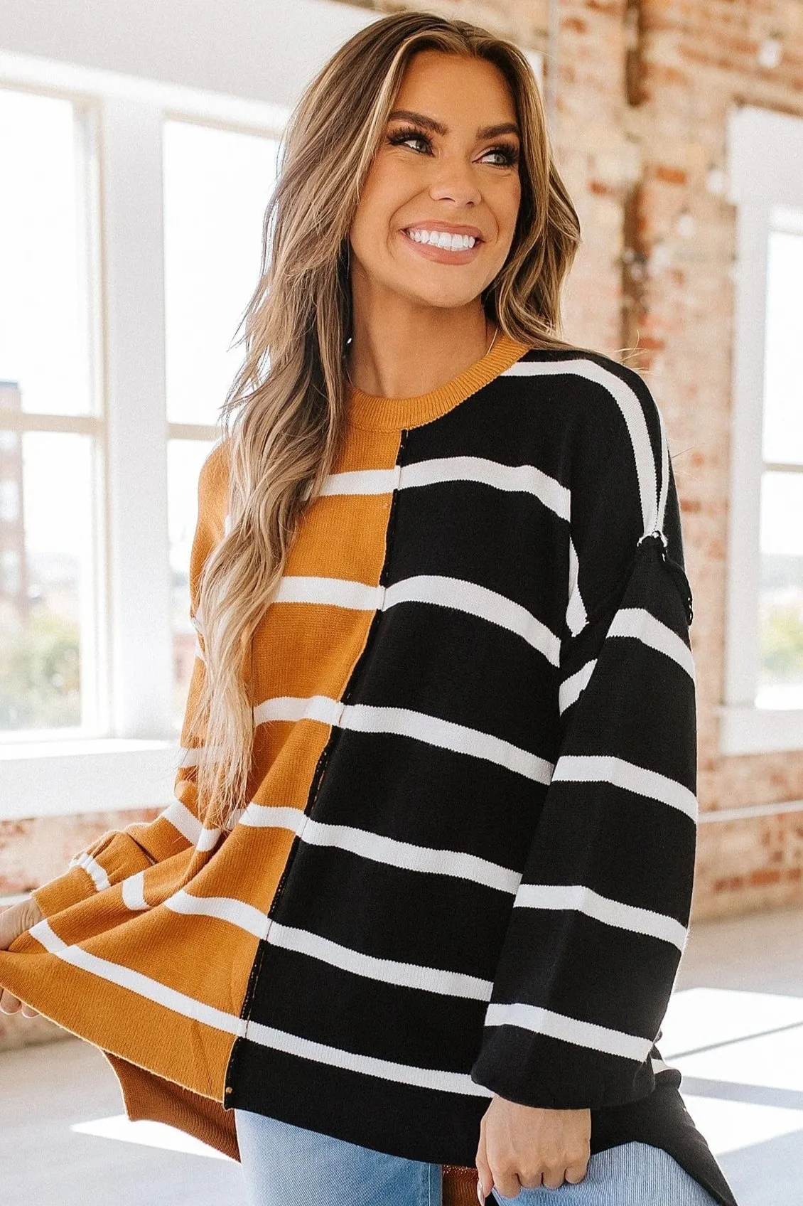 Renata Contrast Striped Oversized Top | S-XL | PRE ORDER