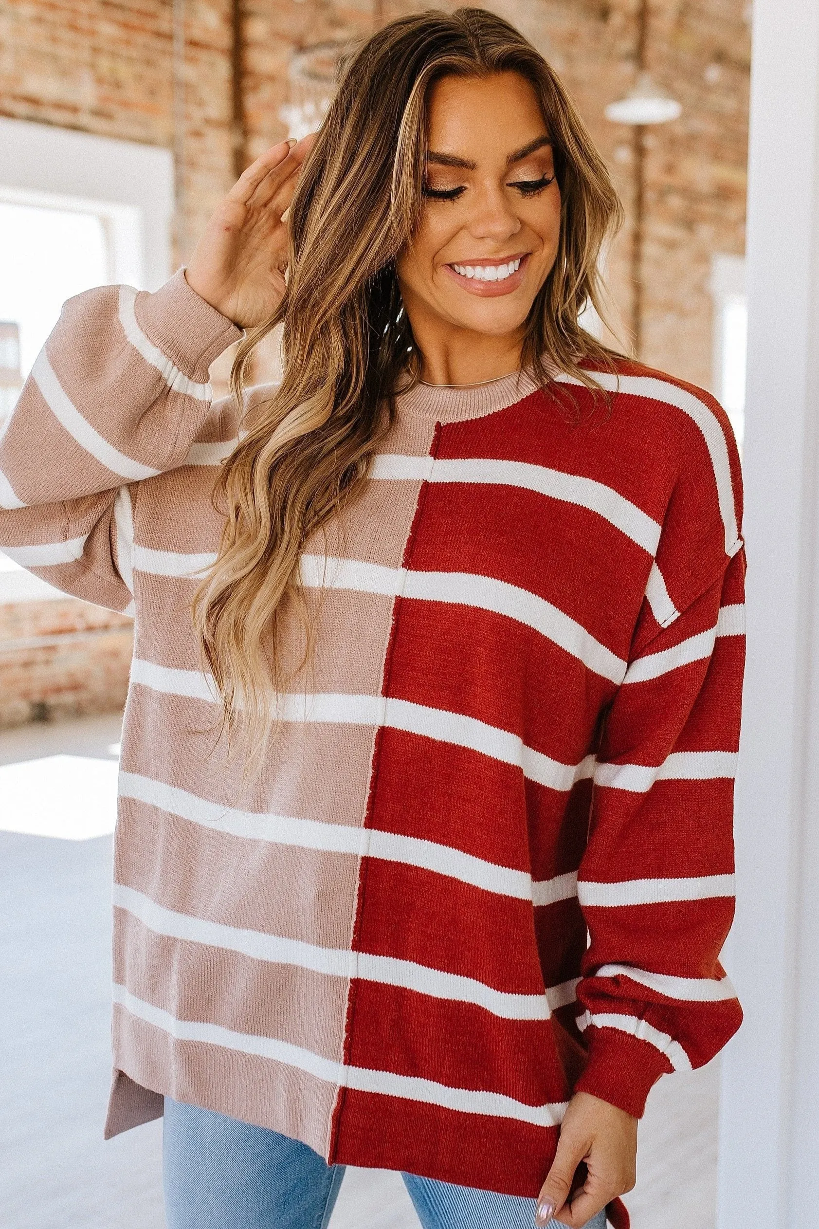 Renata Contrast Striped Oversized Top | S-XL | PRE ORDER