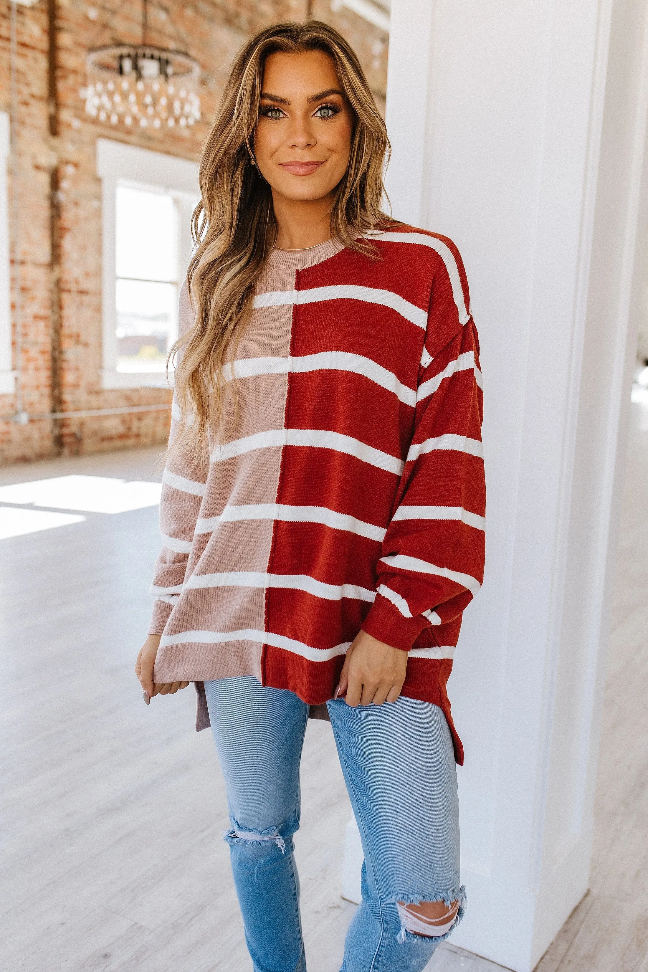 Renata Contrast Striped Oversized Top | S-XL | PRE ORDER