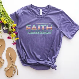 Retro Faith Moves Mountains Tee Shirts For Women - Christian Shirts for Women - Religious Tee Shirts