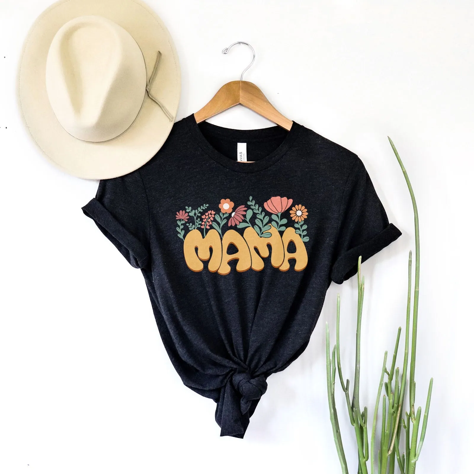 Retro Growing Flowers Mama Tee Shirts For Women - Christian Shirts for Women - Religious Tee Shirts