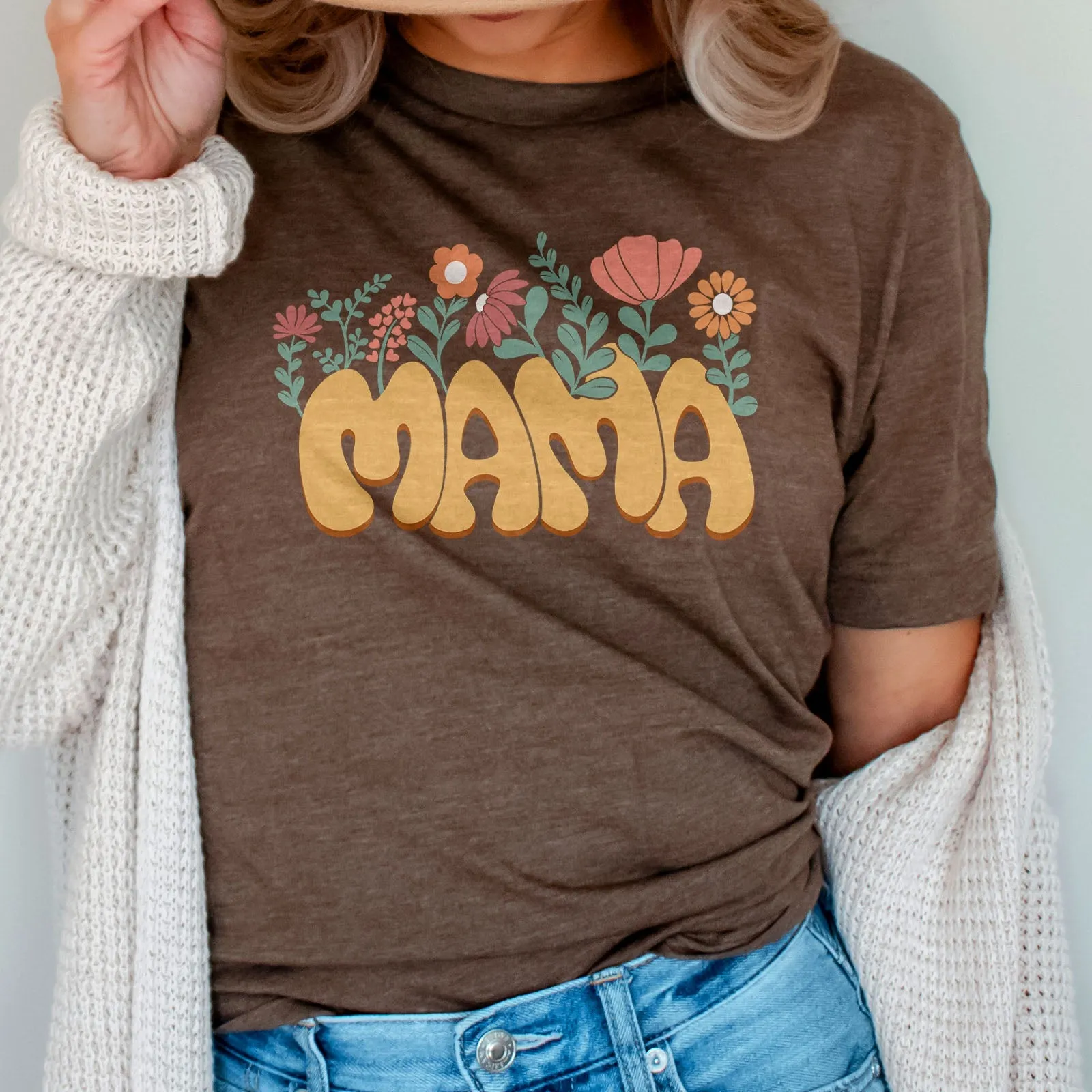 Retro Growing Flowers Mama Tee Shirts For Women - Christian Shirts for Women - Religious Tee Shirts