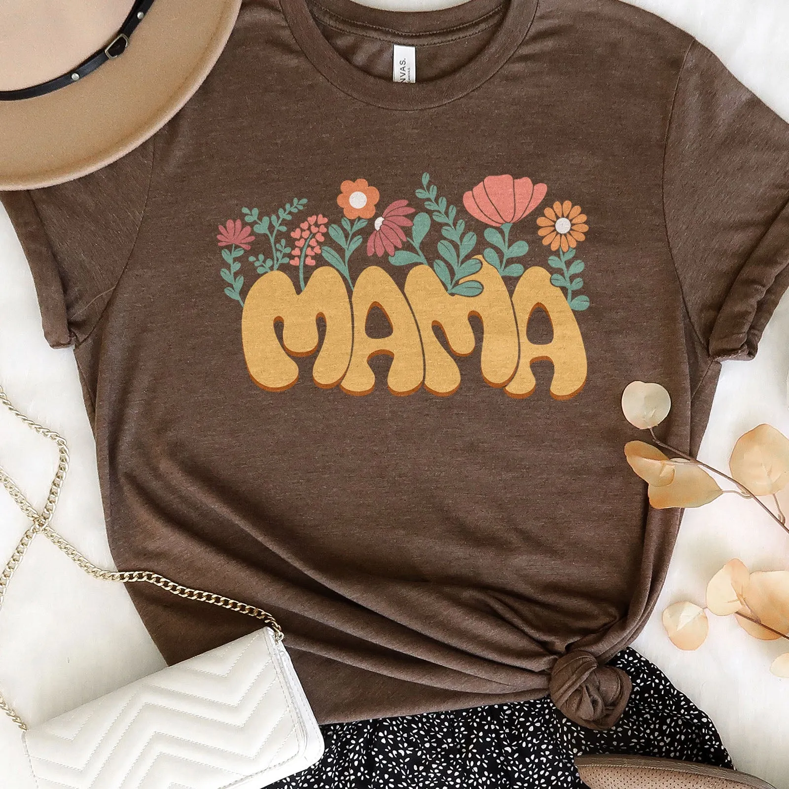 Retro Growing Flowers Mama Tee Shirts For Women - Christian Shirts for Women - Religious Tee Shirts