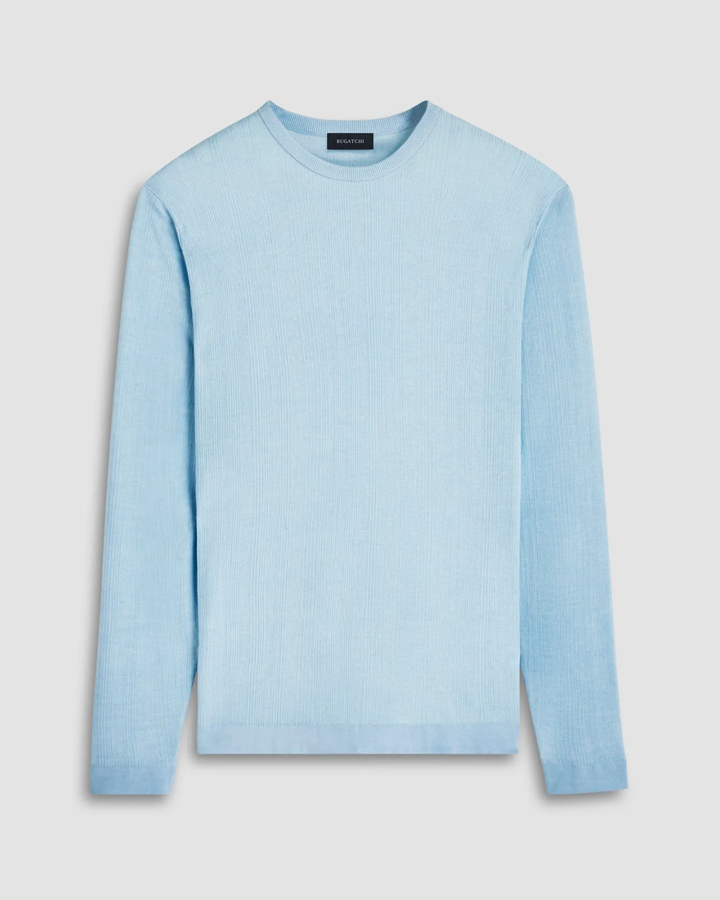 RIBBED COTTON SILK CREW NECK SWEATER - SKY