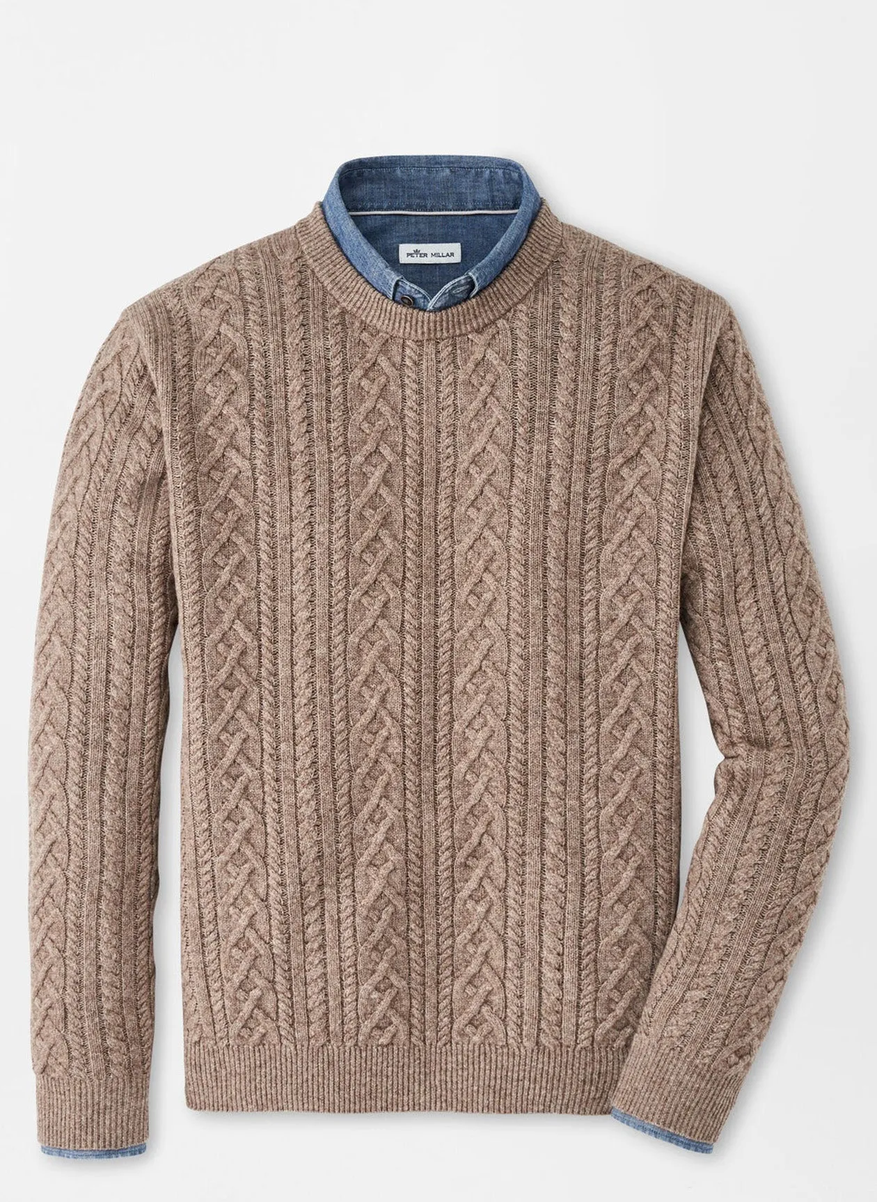 RIDGE CABLE CREW NECK SWEATER - WICKER