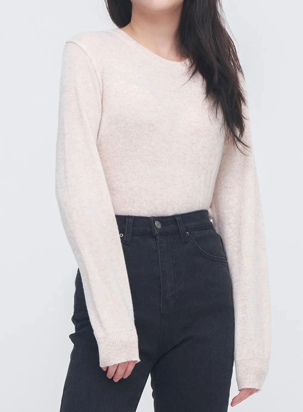 Round Neck Cashmere Knit Top