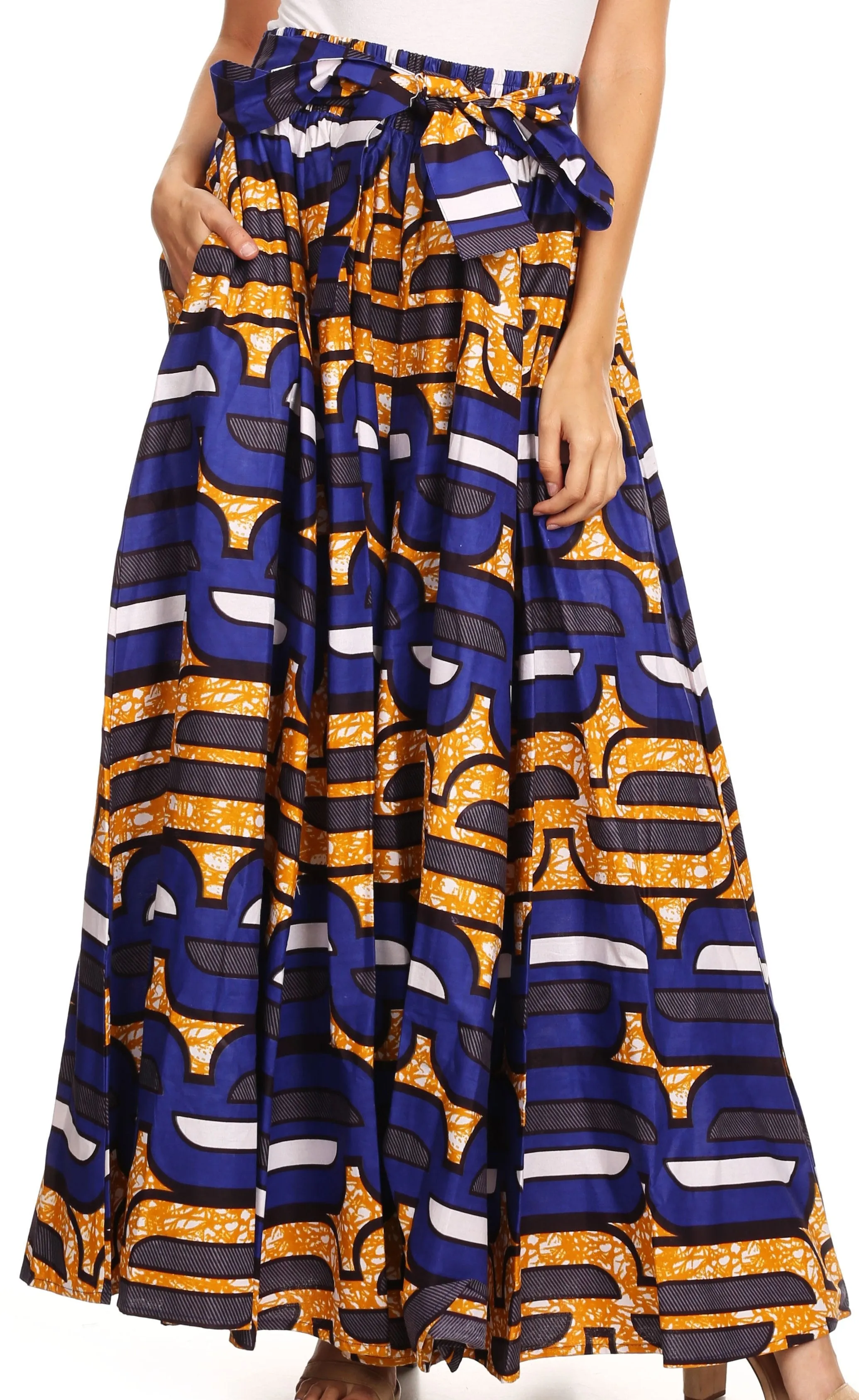 Sakkas Sora Women's Wide Leg Loose African Ankara Print Pants Casual Elastic Waist